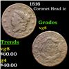 Image 1 : 1816 Coronet Head Large Cent 1c Grades vg, very good