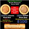 Image 1 : Mixed small cents 1c orig shotgun roll, 1918-d Wheat Cent, 1900 Indian Cent other end, brinks Wrappe