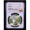 Image 2 : NGC 1923-p Peace Dollar Colorully Toned $1 Graded ms64 By NGC