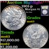 Image 1 : ***Auction Highlight*** 1901-p Morgan Dollar $1 Graded Select Unc By USCG (fc)