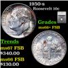 Image 1 : 1950-s Roosevelt Dime 10c Graded ms66+ FSB By SEGS