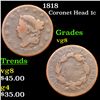 Image 1 : 1818 Coronet Head Large Cent 1c Grades vg, very good