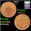 Image 1 : 1868 Two Cent Piece 2c Graded Select Unc RD By USCG