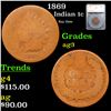 Image 1 : 1869 Indian Cent 1c Graded ag3 By SEGS