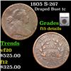 Image 1 : 1805 Draped Bust Large Cent S-267 1c Graded f15 details By SEGS