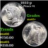 Image 1 : 1922-p Peace Dollar $1 Grades GEM+ Unc