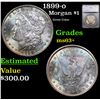 Image 1 : 1899-o Morgan Dollar Colorully Toned $1 Graded ms63+ By SEGS