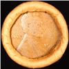 Image 2 : Mixed small cents 1c orig shotgun roll, 1919-d Wheat Cent, 1892 Indian Cent other end, brinks Wrappe