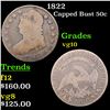Image 1 : 1822 Capped Bust Half Dollar 50c Grades vg+