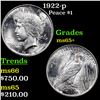Image 1 : 1922-p Peace Dollar $1 Grades GEM+ Unc