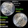 Image 1 : 1922-s Peace Dollar $1 Grades Select+ Unc