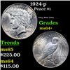 Image 1 : 1924-p Peace Dollar $1 Grades Choice+ Unc