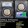 Image 1 : PCGS 1936-p Arkansas Old Commem Half Dollar 50c Graded ms64 By PCGS