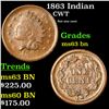 Image 1 : 1863 Indian Civil War Token 1c Grades Select Unc BN
