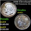 Image 1 : 1936 Cleveland Old Commem Half Dollar 50c Grades Select+ Unc