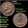 Image 1 : 1908 Indian Cent 1c Grades Unc Details