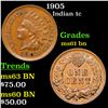 Image 1 : 1905 Indian Cent 1c Grades Unc+ BN