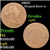 Image 1 : 1802 Draped Bust Large Cent 1c Grades vg+