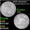 Image 1 : 1874 Arrows Seated Half Dollar 50c Grades vf+
