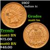 Image 1 : 1907 Indian Cent 1c Grades Unc+ BN