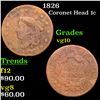 Image 1 : 1826 Coronet Head Large Cent 1c Grades vg+