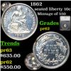 Image 1 : Proof 1862 Seated Liberty Dime 10c Graded pr62 By SEGS