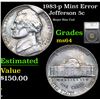 Image 1 : 1983-p Jefferson Nickel Mint Error 5c Graded ms64 By SEGS