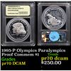 Image 1 : Proof 1995-P Olympics Paralympics Modern Commem Dollar $1 Graded GEM++ Proof Deep Cameo By USCG