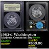 Image 1 : 1982-d Washington Modern Commem Half Dollar 50c Graded Gem++++ Unc By USCG