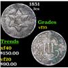 Image 1 : 1851 Three Cent Silver 3cs Grades vf++