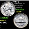 Image 1 : 1942-p Jefferson Nickel 5c Grades Choice+ Unc