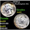 Image 1 : 1936-p Washington Quarter 25c Grades GEM+ Unc
