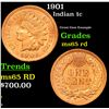 Image 1 : 1901 Indian Cent 1c Grades GEM Unc RD