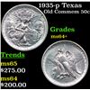 Image 1 : 1935-p Texas Old Commem Half Dollar 50c Grades Choice+ Unc
