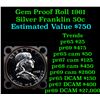 Image 1 : Full roll of Proof 1961 Silver Franklin 50c, 20 Coins total Franklin Half Dollar 50c
