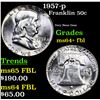 Image 1 : 1957-p Franklin Half Dollar 50c Grades Choice Unc+ FBL