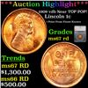 Image 1 : ***Auction Highlight*** 1909 vdb Lincoln Cent Near TOP POP! 1c Graded ms67 rd By SEGS (fc)