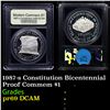 Image 1 : Proof 1987-s Constitution Bicentennial Modern Commem Dollar $1 Graded GEM++ Proof Deep Cameo By USCG