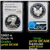 Image 1 : Proof NGC 1987-s Silver Eagle Dollar $1 Graded pr69 DCAM By NGC