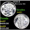 Image 1 : 1929-d Mercury Dime 10c Grades GEM++ Unc