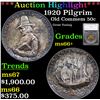 Image 1 : ***Auction Highlight*** 1920 Pilgrim Old Commem Half Dollar 50c Graded ms66+ By SEGS (fc)