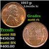 Image 1 : 1917-p Lincoln Cent 1c Grades GEM+ Unc RB