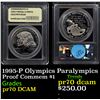 Image 1 : Proof 1995-P Olympics Paralympics Modern Commem Dollar $1 Graded GEM++ Proof Deep Cameo By USCG