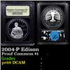 Image 1 : Proof 2004-P Edison Modern Commem Dollar $1 Graded GEM++ Proof Deep Cameo By USCG