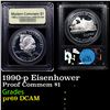 Image 1 : Proof 1990-p Eisenhower Modern Commem Dollar $1 Graded GEM++ Proof Deep Cameo By USCG