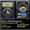 Image 1 : Proof 1982-s Washington Modern Commem Half Dollar 50c Graded GEM++ Proof Deep Cameo By USCG