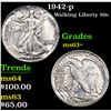 Image 1 : 1942-p Walking Liberty Half Dollar 50c Grades Select+ Unc