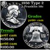Image 1 : Proof 1956 Type 2 Franklin Half Dollar 50c Grades GEM++ Proof Cameo