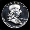 Image 2 : Proof 1956 Type 2 Franklin Half Dollar 50c Grades GEM++ Proof Cameo
