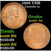 Image 1 : 1909 VDB Lincoln Cent 1c Grades GEM+ Unc BN